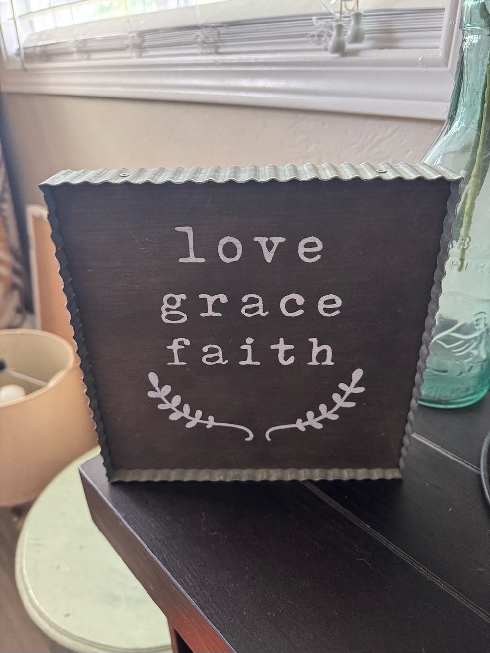 Love Grace Faith Rustic Wall Sign - Brown